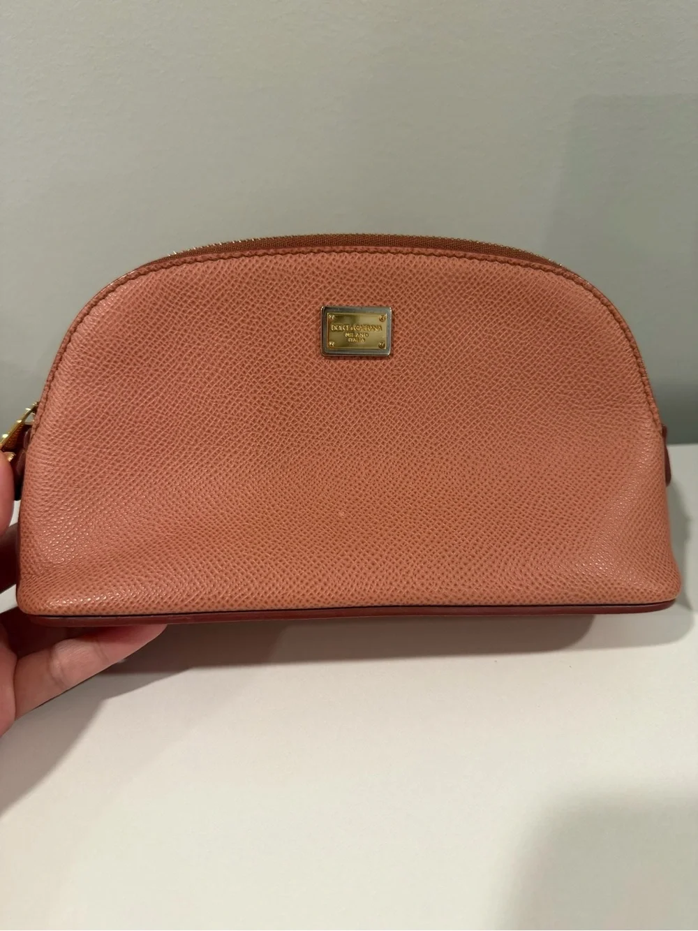 Dolce & Gabbana Peach Saffiano Leather Cosmetic Case - Picture 2 of 10